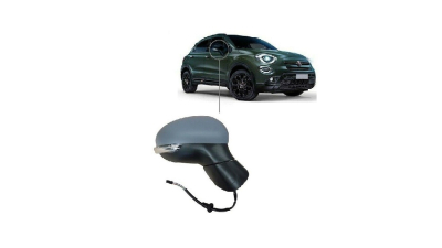 Oglinda usa exterioara Fiat 500x, 04.2015-, partea Dreapta, reglare electrica; grunduit; incalzit; sticla convexa; geam cromat; Senzor de temperatura; 6 gauri / 6 pini; cu Lucas, Aftermarket
