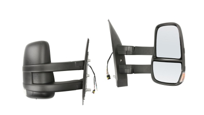 Oglinda usa exterioara Iveco Daily, 07.2014-, partea Dreapta, reglare electrica; textil; incalzit; sticla convexa; geam cromat; 9 pini; cu Lucas; brat lung, Aftermarket
