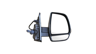 Oglinda usa exterioara FIAT DOBLO (263), 01.2015-, View Max, partea stanga, regl. manuala; carcasa neagra; sticla separata; geam cromat; 8 gauri / 2 pini; cu semnalizare