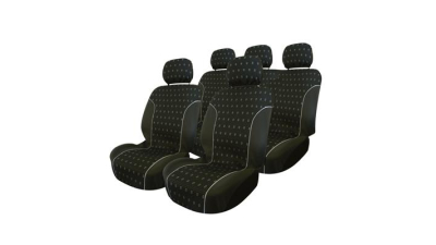 Set huse scaune auto Ford Fiesta din 2000-incoace, Carpoint Charcoal 9 buc (huse fata + bancheta + 5 tetiere)