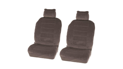 Set huse scaune fata auto VW Polo 1999 - , Carpoint Washington Grey 4 buc ( 2 huse scaune fata + 2 huse tetiere )