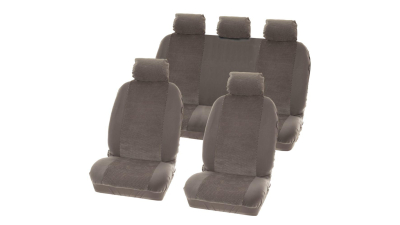 Set huse scaune auto Ford Fusion, Carpoint Denver gri 9 buc ( huse fata + bancheta + 5 tetiere)
