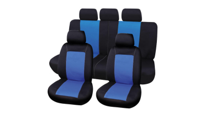 Set huse scaune fata - spate auto Ford Fusion, Carpoint Lisboa 9 buc albastru/negru