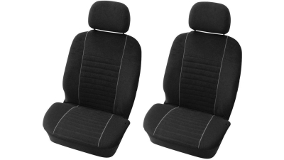 Set huse scaune fata auto VW Tiguan, Carpoint Velour negru 4 buc ( 2 huse scaune fata + 2 huse tetiere)