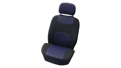 Set huse scaune fata auto VW Polo 1999 - , Carpoint Classic Negru/Albastru 4 buc ( 2 huse scaune fata + 2 huse tetiere)