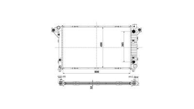 Radiator racire Dodge RAM, 01.1996-12.2002, motor 8.0 V10, 220 kw, benzina, cutie manuala/automata, cu/fara AC, 802x493x32 mm, aluminiu brazat/plastic, 