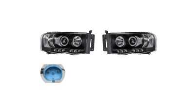 Set faruri tuning DODGE RAM, 01.2002-01.2006, Taiwan, partea stanga+dreapta, Tip=USA; H1+H1; manual; negru, transparent; Omologare: SAE;