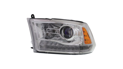 Far Dodge Ram (Ds/Dj) 2013-2014, Stanga, tip bec HiR2, cu lupa, reglaj manual, SAE, culoare argintiu, Varianta pentru SUA, TYC, 68093217AB, 68093217AC