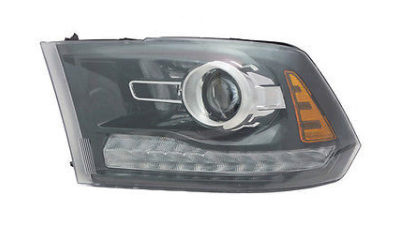 Far Dodge Ram (Ds/Dj) 2013-2014, Stanga, tip bec Hir2, reglaj manual, cu lupa, SAE, culoare negru, varianta pentru SUA TYC, 68093221AD, 