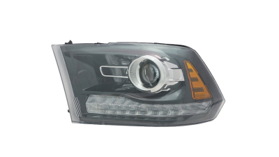Far Ram 1500/2500/3500, 05.2012-2015, partea Stanga, cu lentile; Tip=USA; HiR2+LED+W21/5W; manual; negru; Omologare: SAE, Taiwan