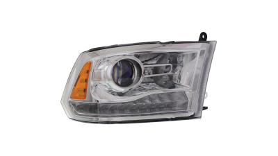 Far Dodge Ram (Ds/Dj) 2013-2014, Dreapta, tip bec Hir2, reglaj manual, cu lupa, SAE, culoare argintiu, varianta pentru SUA TyC, 68093216AB, 68093216AC
