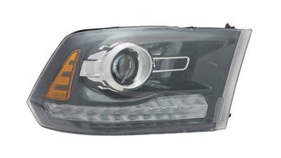 Far Dodge Ram (Ds/Dj) 2013-2014, Dreapta, tip bec Hir2, reglaj manual, SAE, culoare negru, cu lupa, varianta pentru SUA, TYC, 68093220AD, 