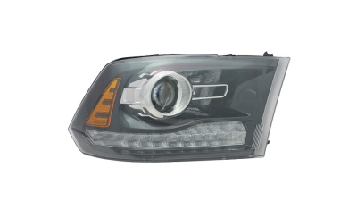 Far Ram 1500/2500/3500, 05.2012-2015, partea Dreapta, cu lentile; Tip=USA; HiR2+LED+W21/5W; manual; negru; Omologare: SAE, Taiwan