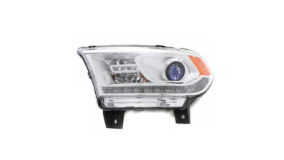 Far DODGE DURANGO, 2014-2015, Taiwan, fata, partea stanga, cu 'lumina de zi' tip LED; Tip=USA;tip bec HiR2+PY27/7W; manual; argintiu; Omologare: SAE;