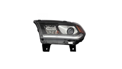 Far DODGE DURANGO, 2014-2015, partea Stanga, Taiwan, cu 'lumina timp de zi' tip LED; Tip=USA; HiR2+PY27/7W; manual; negru; halogen