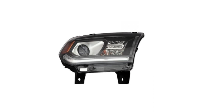 Far DODGE DURANGO, 2014-2015, partea Dreapta, Taiwan, cu 'lumina timp de zi' tip LED; Tip=USA; HiR2+PY27/7W; manual; negru; halogen