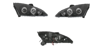 Set faruri tuning FORD FOCUS, 09.1998-09.2001, Taiwan, partea stanga+dreapta, H1+H1; manual/electric; negru, transparent; fara motor;