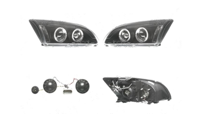 Far Ford Focus 2 (Da), 11.2004-01.2008, fata, Stanga+Dreapta, H1+H1; manual/electric; negru, transparent; fara motoras; tuning, Taiwan