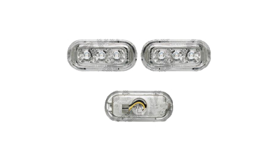 Lampa semnalizare aripa Ford Focus 2 (Da), 11.2004-01.2008, Fusion (Jus), 08.2002-2012; Fiesta (Jhs), 01.2002-09.2008, Focus C-Max (C214), 10.2003-06.2007, partea Stanga=Dreapta, Fata, LED; transparent, argintiu; tuning; Omologare: ECE, Taiwan