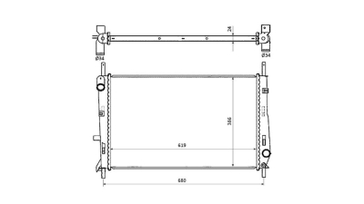 Radiator racire Ford Cougar, 09.1998-12.2001 (Motorizare 2, 0 96kw), Mondeo, 11.1992-09.2000 (Motorizare 1, 6 66kw; 1, 8 85kw; 2, 0 96/100kw) Benzina, tip climatizare Cu/fara AC, cutie Manuala, dimensiune 616x389x22mm, Cu lipire fagure mecanica, Aftermark