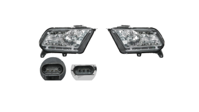 Set faruri tuning FORD MUSTANG, 02.2009-2012 si MUSTANG, 2013-01.2015 versiunea fara faruri xenon, Taiwan, partea stanga+dreapta, pozitie pe LED; Tip=USA;tip bec H13; manual; transparent, argintiu; Omologare: SAE;
