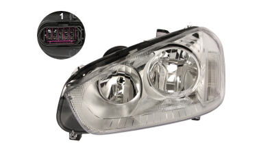 Far Ford C-Max (C214), 06.2007-12.2010, fata, Stanga, H1+H7+PY21W+W5W; electric; rama reflector argintie, DEPO