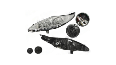Far Ford Fiesta (JA8) 09.2008-01.2013 HELLA stanga , tip bec H1+H7, rama argintie, cu lupa