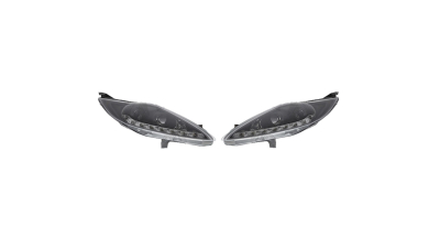 Set faruri tuning Ford Fiesta (Ja8), 09.2008-01.2013, Tip bec H1+H1, omologare ECE, cu led de pozitie, transparent-negru, reglare manuala, Stanga, Dreapta