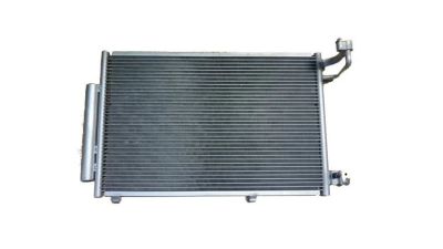 Condensator climatizare Ford Fiesta (JA8), 10.2008-06.2011, motor 1.25, 44kw/60 kw; 1.6, 88 kw/99kw benzina, cutie manuala, full aluminiu brazat, 615(575)x383(350)x16 mm, cu uscator si filtru integrat