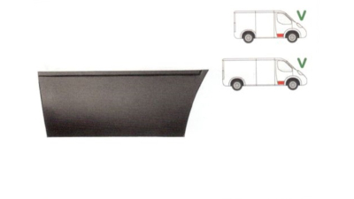 Panou reparatie usa Ford TRANSIT (VE6/VE83/VE64), 10.1985-09.1994, partea dreapta, parte inferioara , fata , inaltimea 280mm, cu o nervura, 
