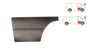 Panou reparatie usa Ford TRANSIT (VE6/VE83/VE64), 10.1985-09.1994 model Scurt si Mediu, partea dreapta, parte inferioara ,fata; 565 mm, cu 2 nervuri, 