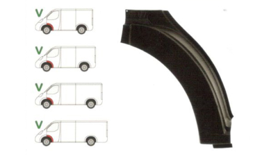 Segment reparatie aripa fata exterior Ford Transit, 2000-2006 ,Partea Stanga, punte fata , partea din spatele rotii, metal