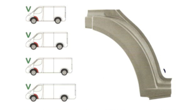 Segment reparatie aripa interior, fata Ford Transit, 05.2000-04.2006, parte montare Segment reparatie aripa fata, partea din spatele rotii cu segment prag, stanga, 32470115, Aftermarket