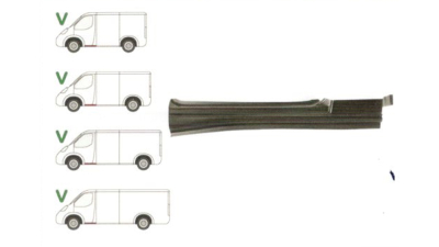 Prag Ford Transit (V184/5) 05.2000-04.2006 , Transit/Tourneo (V347/8) 05.2006-04.2013 Usa Fata Stanga sub usa fata, prag din metal