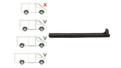 Prag Ford Transit (V184/5) 05.2000-04.2006 Dreapta , sub usa culisanta model Mijlociu/LUNG , lungime 1430mm, prag din metal