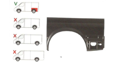 Aripa spate Ford Transit (V184/5) 05.2000-04.2006 , Transit/Tourneo (V347/8) 05.2006-04.2013 Partea Stanga, Lungime 1270 Mm , Inaltime 750 mm, Modelul Scurt, inferioara