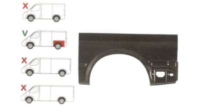 Aripa spate Ford Transit (V184/5) 05.2000-04.2006 , Transit/Tourneo (V347/8) 05.2006-04.2013 Partea Stanga, Lungime 1370 Mm , Inaltime 750 mm, Modelul Mediu, Partea Inferioara,