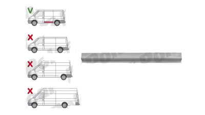 Panou lateral FORD TRANSIT (V184/5), 05.2000-04.2006, TRANSIT/TOURNEO (V347/8), 05.2006-04.2013 pt. modelul SCURT, partea stanga, scazuta; Lungime 1194, inaltime 110 mm