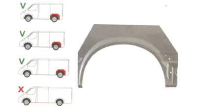 Segment reparatie aripa spate Ford Transit, 05.2000-04.2006 Model Scurt, Transit/Tourneo 2006-2013 Scurt, parte montare Segment reparatie aripa spate stanga, 32478347, Aftermarket