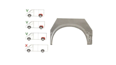 Segment aripa spate FORD TRANSIT (V184/5), 05.2000-04.2006; TRANSIT/TOURNEO (V347/8), 05.2006-04.2013, model scurt, KLOKKERHOLM, spate, partea stanga,