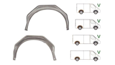 Segment reparatie aripa spate interior Ford Transit (V184/5), 05.2000-04.2006; Transit/Tourneo 05.2006-04.2013, parte montare dreapta, 324784-5, Aftermarket