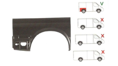 Aripa spate Ford Transit (V184/5) 05.2000-04.2006 , Transit/Tourneo (V347/8) 05.2006-04.2013 Partea Dreapta, Lungime 1270 Mm , Inaltime 750 Mm , Partea Inferioara, Modelul Scurt,
