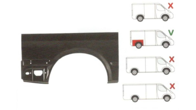 Aripa spate Ford Transit (V184/5), 05.2000-04.2006, Ford Transit/Tourneo (V347/8), 05.2006-04.2013, Dreapta, Spate, Partea Inferioara, Lungime 1370, Inaltime 750 Mm,