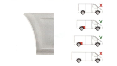 Segment reparatie aripa spate Ford TRANSIT (V184/5), 05.00-04.06 , TRANSIT/TOURNEO (V347/8), 05.06-04.13,Partea Dreapta, Spate, inferior , in fata rotii