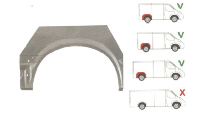 Segment reparatie aripa spate Ford Transit, 05.2000-04.2006 Model Scurt, Transit/Tourneo 2006-2013 Scurt, parte montare Segment reparatie aripa spate dreapta, 32478447, Aftermarket
