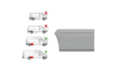 Segment reparatie aripa spate Ford Transit (V184/5), 05.2000-04.2006; Ford Transit/Tourneo (V347/8), 05.2006-04.2013, Spate, Dreapta, Aftermarket