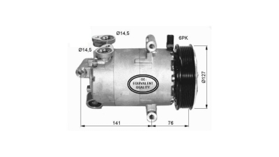 Compresor aer conditionat Fiat Ducato (250), 2006-2014, motorizare 2.2 MultiJet/2.3 MultiJet 74/88/96kw, diesel, rola curea 129 mm, 6 caneluri, Visteon tip: VS16