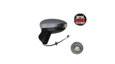 Oglinda usa exterioara FORD FIESTA (JA8), 01.2013-12.2017, SRL, partea stanga, reglare electrica; grunduit; incalzit; sticla asferica; geam cromat; 10 gauri / 8 pini; cu semnalizare; cu foot lamp