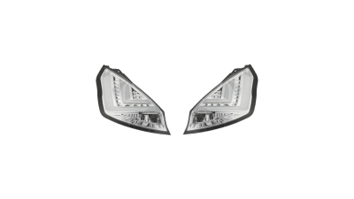 Set stopuri tuning Ford Fiesta (Ja8), 01.2013-, spate,omologare ECE, cu lumina de parcare cu fibre optice, cu cablaj, argintiu transparent, cu Led, tuning, Stanga , Dreapta