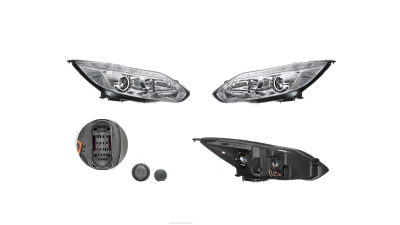Set faruri tuning FORD FOCUS III, 12.2010-11.2014, Taiwan, partea stanga+dreapta, pozitie pe LED;tip bec H1+H1; manual; transparent, argintiu;